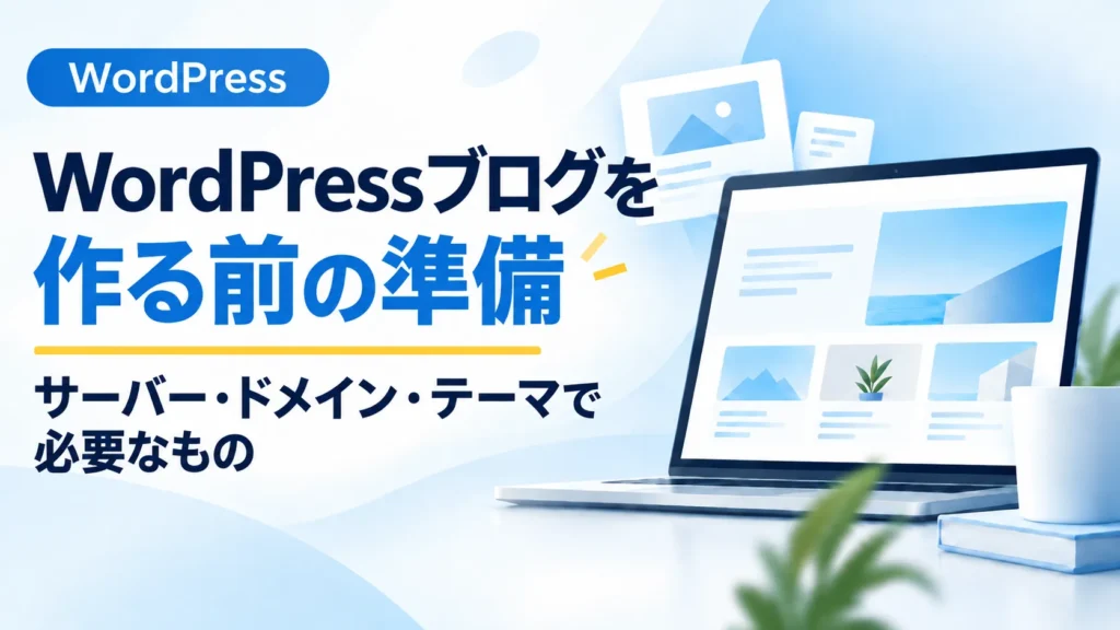 WordPressブログを作る前に必要な準備を解説するアイキャッチ画像